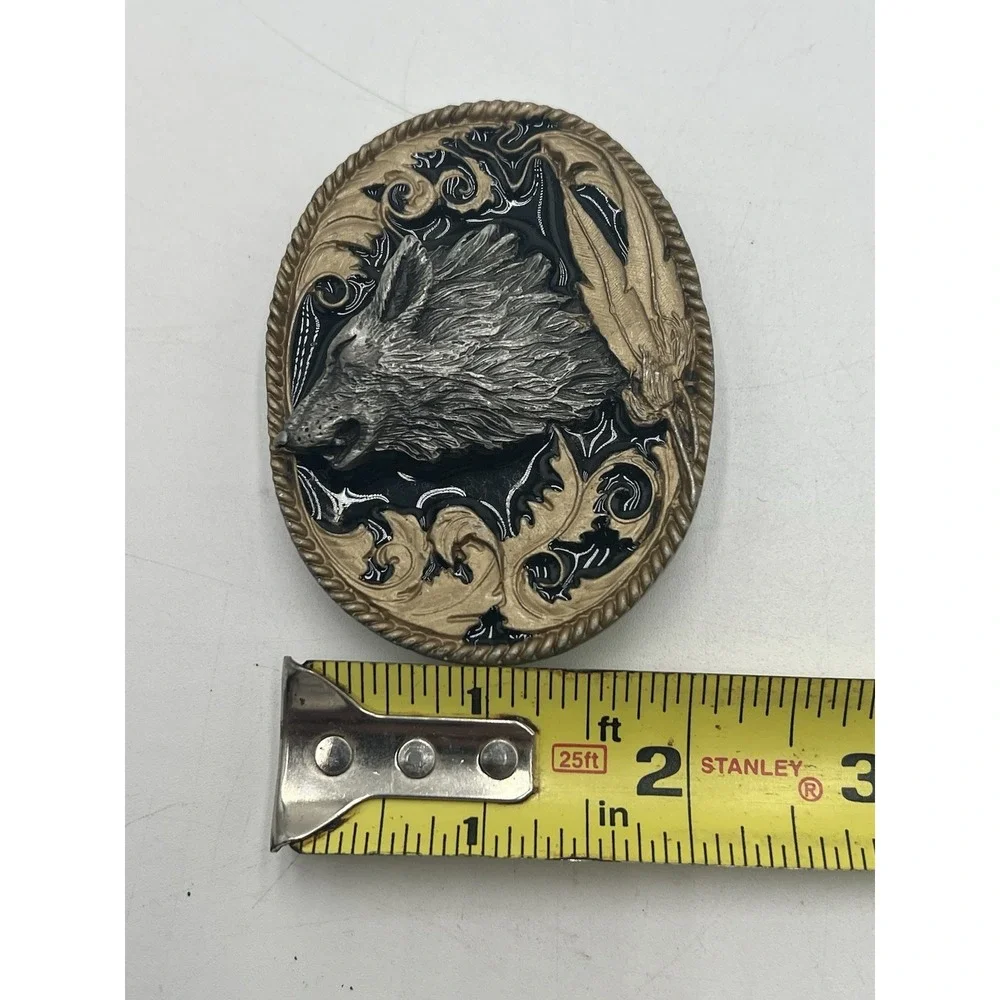 Vintage 1995 Siskiyou Howling Wolf Belt Buckle L-2 Western Wildlife Pewter